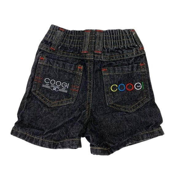 Coogi Infant Baby Size 3 6 Months Pull On Denim Jean Shorts Spellout back Pocket - Picture 3 of 3